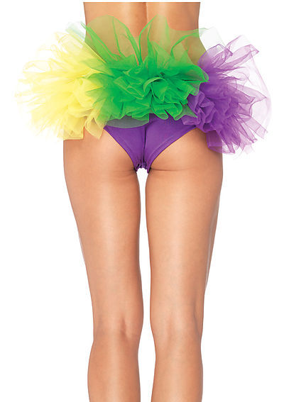 Mardi Gras Spandex Tanga Panty With Tulle Ruffle Back
