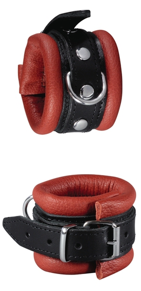 XXdreamSToys Leder-Handfessel rot/schw.