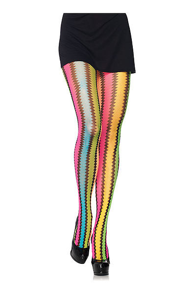 Rainbow Zig-Zag Net Pantyhose
