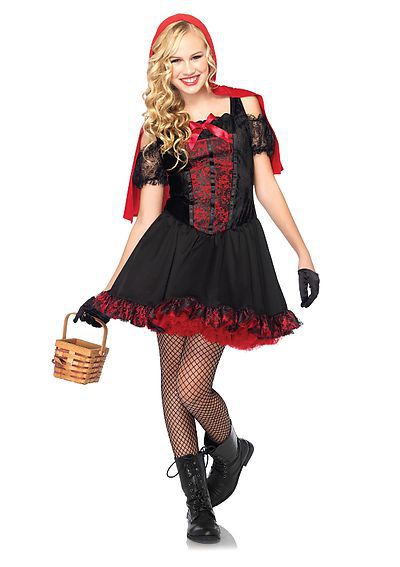 Rebel Miss Red Includes Lace Trimmed Dress With Attached Hooded Cape