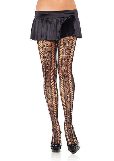 Seamless Lattice Lace And Net Striped Pantyhose
