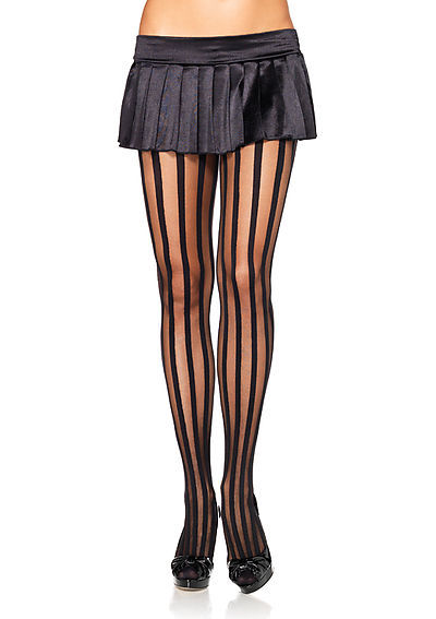 Sheer Pantyhose With Opaque Vertical Stripes