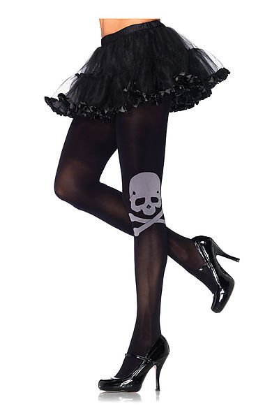 Skull & Crossbone Spandex Opaque Tights