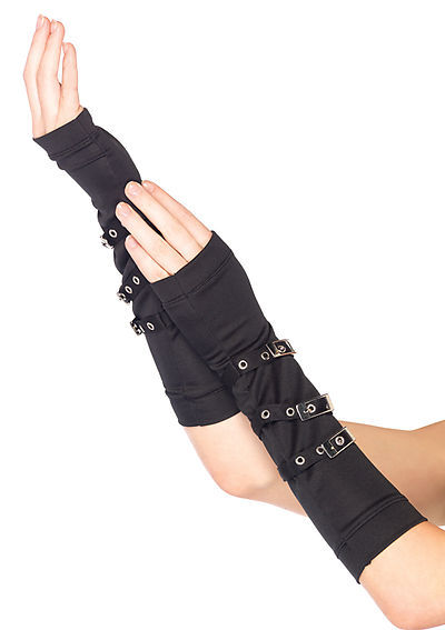 Spandex Arm Warmers With Buckle Accents
