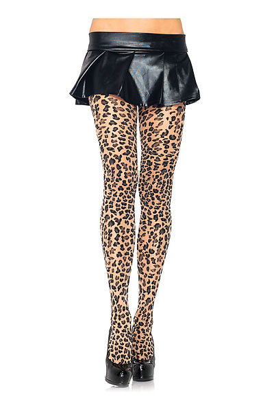Woven Cheetah Print Spandex Sheer Pantyhose