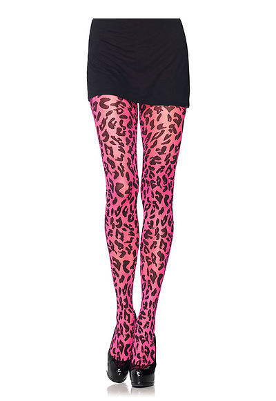 Woven Leopard Print Spandex Sheer Pantyhose