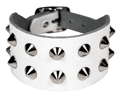 Lederarmband / Weiß 2 R. Spitznieten