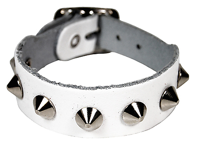 Lederarmband / Weiß 1 R. Spitznieten