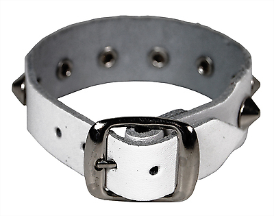 Lederarmband / Weiß 1 R. Spitznieten