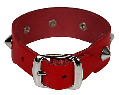 Lederarmband / Rot 1 R. Spitznieten