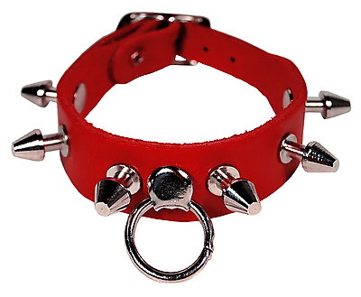 Lederarmband / Rot 1 R. Killernieten mit Ring