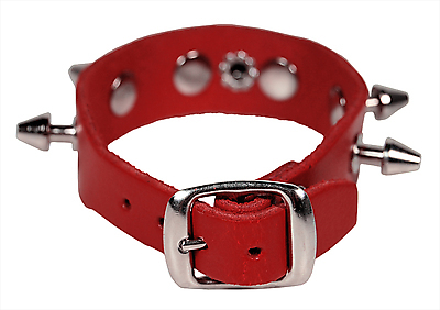 Lederarmband / Rot 1 R. Killernieten mit Ring