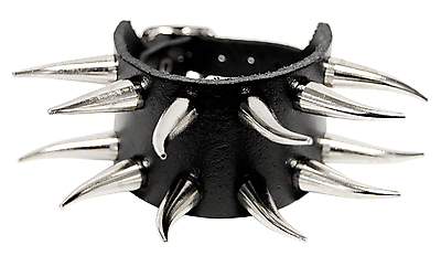 Lederarmband / 2 R. 3 Cm Krummconenieten