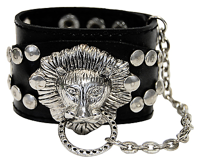 Kunstlederarmband / Löwe mit Kette