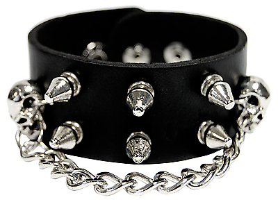 Kunstlederarmband / Killernieten mit Kette