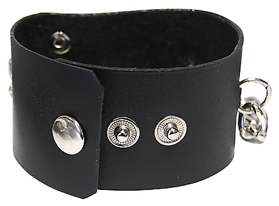 Kunstlederarmband / Skeletthand mit Kette
