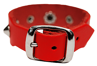 Lederarmband / Rot 1 R. Spitznieten mit Ring