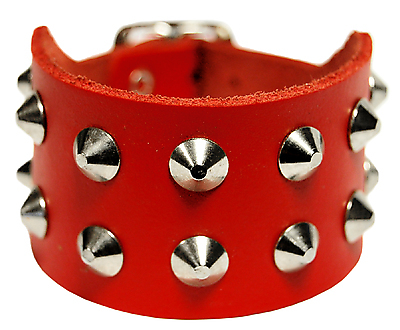 Lederarmband / Rot 2 R. Spitznieten