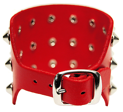 Lederarmband / Rot 3 R. Spitznieten