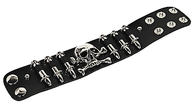 Kunstlederarmband - Totenkopf & Patronen