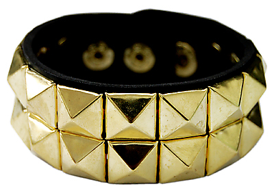 Kunstlederarmband - 2 Reihe Pyramiden