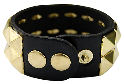 Kunstlederarmband - 2 Reihe Pyramiden