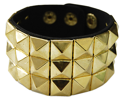 Kunstlederarmband - 3 Reihe Pyramiden