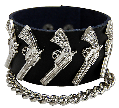Lederarmband - Pistolen und Kette