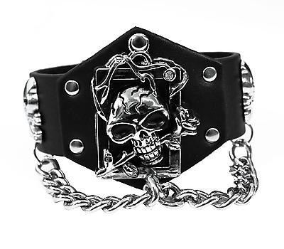 Armband - Totenkopf und Rose