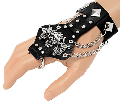 Lederarmband - Zornige Totenköpfe