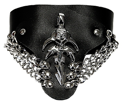 Lederarmband - Totenkopfschwert