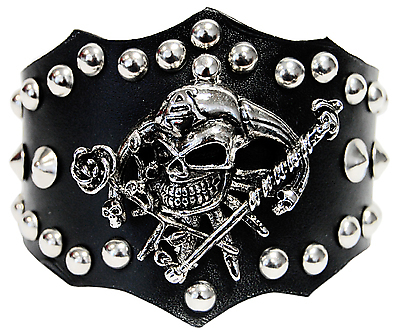 Lederarmband - Joker Totenkopf