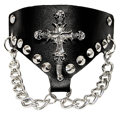 Lederarmband - Totenkopf Kreuz