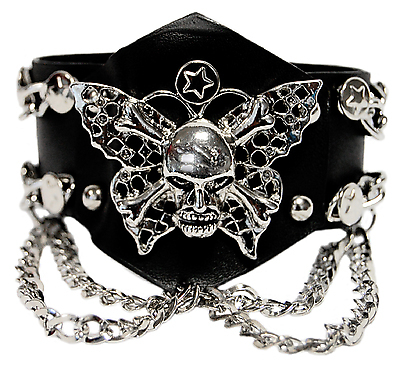 Lederarmband - Totenkopf Schmetterling