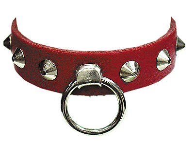 Lederfesselband - Spitznieten Rot