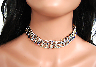 Lederhalsband / 2-reihige Kette