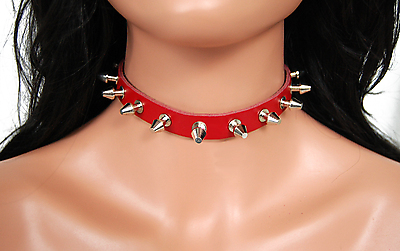 Lederhalsband / Killernieten (Rot)