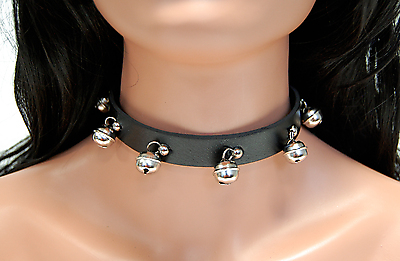 Kunstlederhalsband / Bells