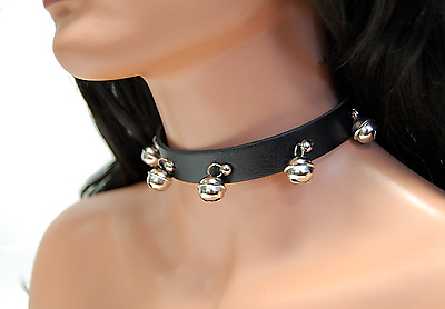 Kunstlederhalsband / Bells