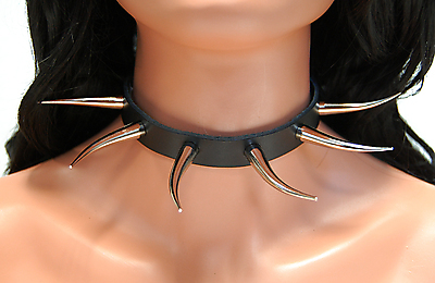 Lederhalsband / 5 cm Krummconenieten