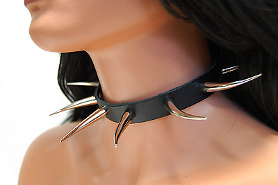 Lederhalsband / 5 cm Krummconenieten