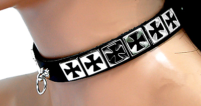 Lederhalsband - Eisernes Kreuz mit Ring