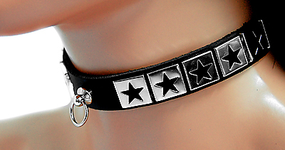 Lederhalsband - Sterne mit Ring