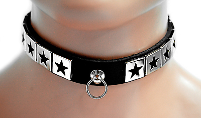 Lederhalsband - Sterne mit Ring