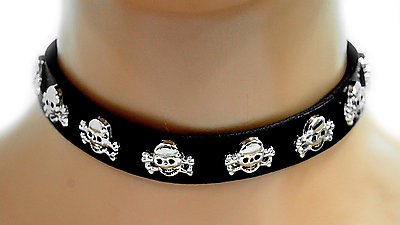 Lederhalsband - Totenköpfe