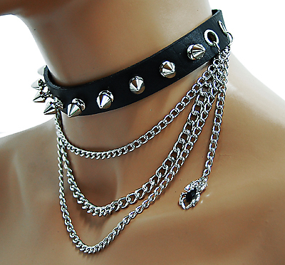 Lederhalsband - Killernieten und Ketten