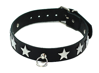 Lederhalsband - Sternnieten und Ring