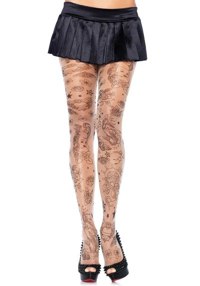 Tattoo Print Pantyhose