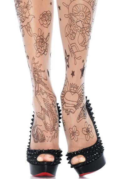 Tattoo Print Pantyhose