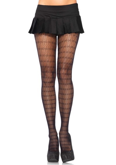 Plume Lace Pantyhose With Vintage Fan Keyhole Backseam